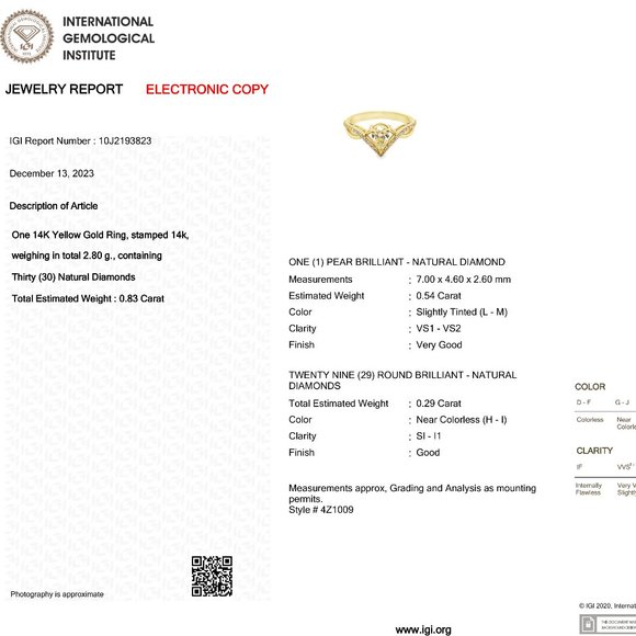 Infinity Split Shank 0.83Ct Natural Pear Diamond Engagement Ring 14K Yellow Gold - Picture 3 of 11